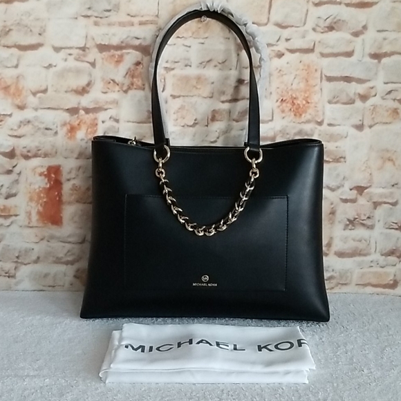New Michael Kors Cece Ribbon Chain Leather Tote - Picture 1 of 11
